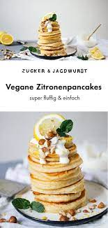 Vegane Pancakes Mit Zitrone Pflanzlichem Joghurt Rezept In 2020 Vegane Pfannkuchen Vegane Vegane Pancakes