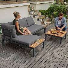 Garten Florabest Lounge Set 3 Teilig Mit Sofaecke Tisch Auflagen Kissen Mit Eukalyptusholz In 2020 Lounge Mobel Terasse Aussencouch Lounge