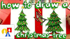 How To Draw A Christmas Tree Christmas Tree Drawing Christmas Tree Art Art For Kids Hub