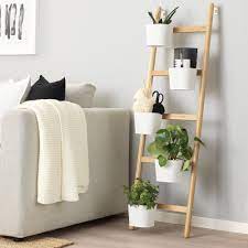 Satsumas Bamboo White Plant Stand With 5 Plant Pots Ikea Bamboo In Pots Plant Stand Bedroom Plants