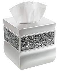 Creative Scents Square Tissue Box Cover Decorative Tissue Holder Is Finished In Beautiful Silver Mosaic Glas Tissue Box Holder Covered Boxes Tissue Box Covers