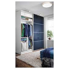 Ikea Hokksund Dark Blue High Gloss Black Blue Dark Blue 4 Panels For Sliding Door Frame Blue Interior Doors Sliding Doors Black Interior Doors