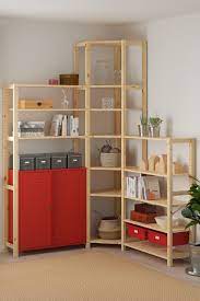 Ivar Eckregal Mit Schrank Schubladen Kiefer Rot Ikea Deutschland Eckregal Eckregal Ikea Regal