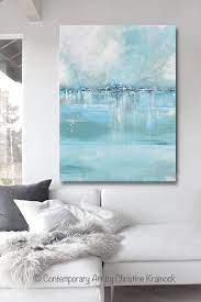 Giclee Print Art Abstract Painting Blue Sea Foam Green Grey White Canvas Coastal Wall Art Decor Diy Wall Art New Art Modern Decor