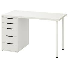 Linnmon Alex White Table 120x60 Cm Ikea In 2020 Ikea Drawer Unit Wall Shelf Unit