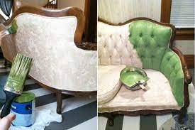 Never Knew You Could Paint Furniture Like Upholstery But I Think It S Awesome Painting Fabric Furniture Painted Sofa Redo Furniture