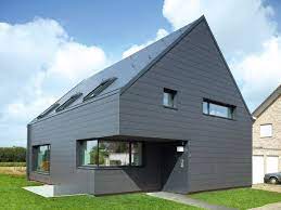 Ein Eigenes Heim Mit Dach Und Fassade Von Eternit Architektur Moderne Architektur Graue Hauser