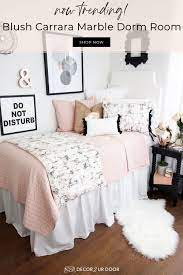 Blush Rose Gold Marble Dorm Bedding Set Pink Dorm Rooms Dorm Room Inspiration Dorm Room Designs For our spring bed, i used my essential white diamond linen quilt then added some new blush + gold accent pillows.