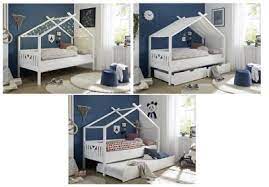 Kinderbett Leonie Mit Dach Himmelvorrichtung 90 200 Kiefer Massiv Weiss Hausbett Ebay In 2020 Kinder Bett Kinderbett Bett