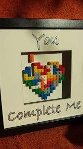 You Complete Me Lego Tetris Heart Picture Frame In 2020 Heart Picture Frame Lego Frame Diy Gifts For Boyfriend