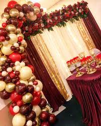 Red And Gold Balloon Garland Quince Decorations Backdrops For Parties Red Birthday Party