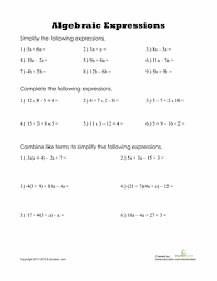 Algebraic Expressions Worksheet Education Com Math Expressions Algebra Worksheets Algebraic Expressions