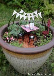 Fairy Garden Cafe Table In The Garden Paved Patio Fairy Garden Decor Miniature Fairy Gardens My Fairy Garden