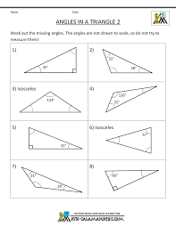 Math Worksheets For Fifth Graders Angles In A Triangle 2 Angles Worksheet Free Math Worksheets Triangle Worksheet