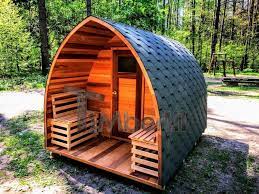 Outdoor Garten Holz Sauna Fasssauna Aussensauna Rote Zeder Mit Elektroheizung Und Veranda 1 Fasssauna Saunafass Gartensauna