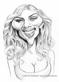 Sketch O The Week Scarlett Johansson Caricature Sketch Caricature Artist Cartoon Drawings
