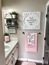 I Went With Light Walls And Splashes Of Pink In This Semi Rustic Guest Bathroom Girl Bathroom Decor Relaxing Bathroom Decor Relaxing Bathroom