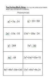 Factoring Polynomials Matching Factoring Polynomials Polynomials Algebra Interactive Notebooks