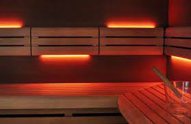 Sauna Mit Farbiger Led Beleuchtung Sauna Schwimmbad Bauen Schwimmbadtechnik