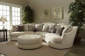 Amanda Ivory Upholstery Sectional With Amanda Ivory Round Cocktail Ottoman By A R T Furniture Living Room Sofa Curved Couch Room Furniture Design