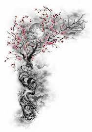 Cherry Blossom Tree W Hidden Designs Incorporated Night Sky Moon Sleeve Tattoos Tattoo Trends Blossom Tattoo
