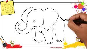 How To Draw An Elephant Simple Easy Slowly Step By Step For Kids And Elephant Drawing Baby Elephant Drawing Easy Elephant Drawing