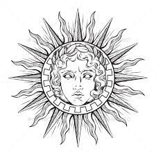 Sun With Face Of God Apollo Or Helios Sun Tattoos Mythology Tattoos Greek Mythology Tattoos