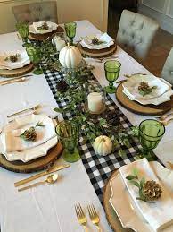 I Really Want To Make A Black White Buffalo Check Table Runner Like This One My New Burlap Dining Table Decor Thanksgiving Table Settings Table Decorations