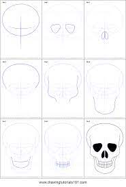 How To Draw Skull Easy Printable Step By Step Drawing Sheet Drawingtutorials101 Com Skulls Drawing Skull Drawing Easy Skull Drawings