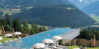 Hotel Hubertus South Tyrol Italy This Infinity Pool Has A Glass Bottom Hangs 40 Ft Above The Ground So You Can Fly As You S Pool Infinity Pool Spa Pool