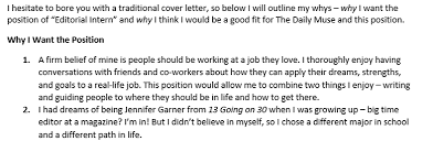 These are all somewhat covered in the question why should we hire you?, and you need to be prepared having said that, job seekers who aren't prepared for this question often find themselves falling into two camps, the cocky roosters or the whining sheep. How To Make Your Cover Letter More Creative The Muse