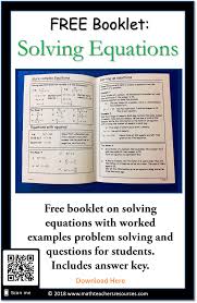 Solving Equations Free Work Booklet Solving Equations One Step Equations Education Quotes