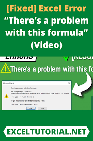 Fixed Excel Error There S A Problem With This Formula Video Microsoft Excel Microsoft Excel Formulas Excel Tutorials