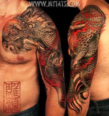 Black And Gray Dragon Half Sleeve Dragon Sleeve Tattoos Dragon Tattoo Celtic Tattoos For Men
