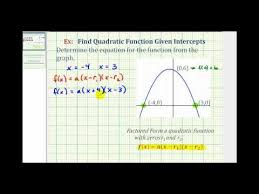Ex Find A Quadratic Function Given The Intercepts Of The Graph Youtube Quadratic Functions Quadratics Graphing