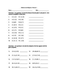 Geometry Distance Formula And Midpoint Formula Practice Midpoint Formula Distance Formula Coordinate Plane Graphing