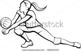 Female Volleyball Player Returning A Ball With A Dig Volleyball Drawing Volleyball Volleyball Players