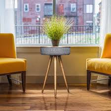 Studio Smart Table Built In 360 Bluetooth Speaker Wireless Qi Charger Smart Table Speaker Table Contemporary Decor
