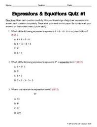 This Product Is A 10 Question Multiple Choice Quiz That Can Be Given At The Beginning O Writing Algebraic Expressions Algebraic Expressions Order Of Operations