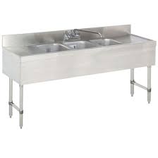 three compartment bar sink, left