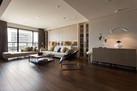 Astounding Dark Hardwood Floor With White Sectional Sofa For Living Room Furnished With Large Cabin Apartment Interior Apartment Living Room Cream Living Rooms
