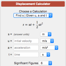 Displacement Calculator S Ut 1 2 At 2