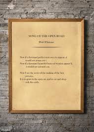 Walt Whitman Poem Song Of The Open Road Inspirational Poetry Literary Print Poem Art Print Classic Poetry Christmas Gift Book Page In 2021