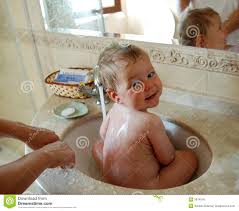 baby bath stock image. image of baby