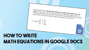 How To Write Math Equations In Google Docs Youtube