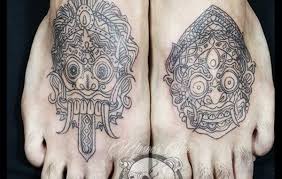 Barong Mask Vs Rangda Mask Foot Tattoos Mask Tattoo Tattoos