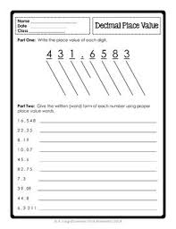 Decimal Place Value Worksheet Place Value Worksheets Place Value With Decimals Decimal Places