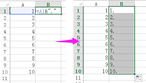 How To Add Period After Numbers List In Excel