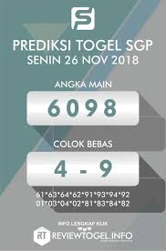 Prediksi Togel Sgp Senin 26 Nov 2018