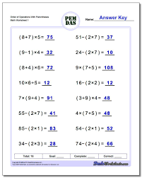 Order Of Operations With Parentheses Worksheet Order Of Operations Worksheet Pemdas Worksheets Algebra Worksheets Pre Algebra Worksheets